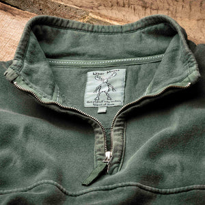 Uber Moose 1/4 Zip Fleece Sweater in Green - Neck Detail
