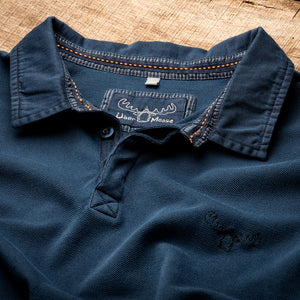 Pique Polo Shirt Detail in Indigo