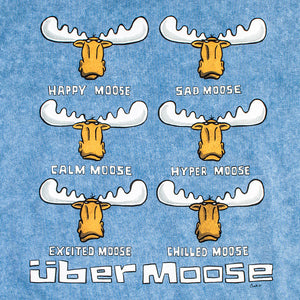 Happy Moose T-Shirt - Large Back Print - Denim