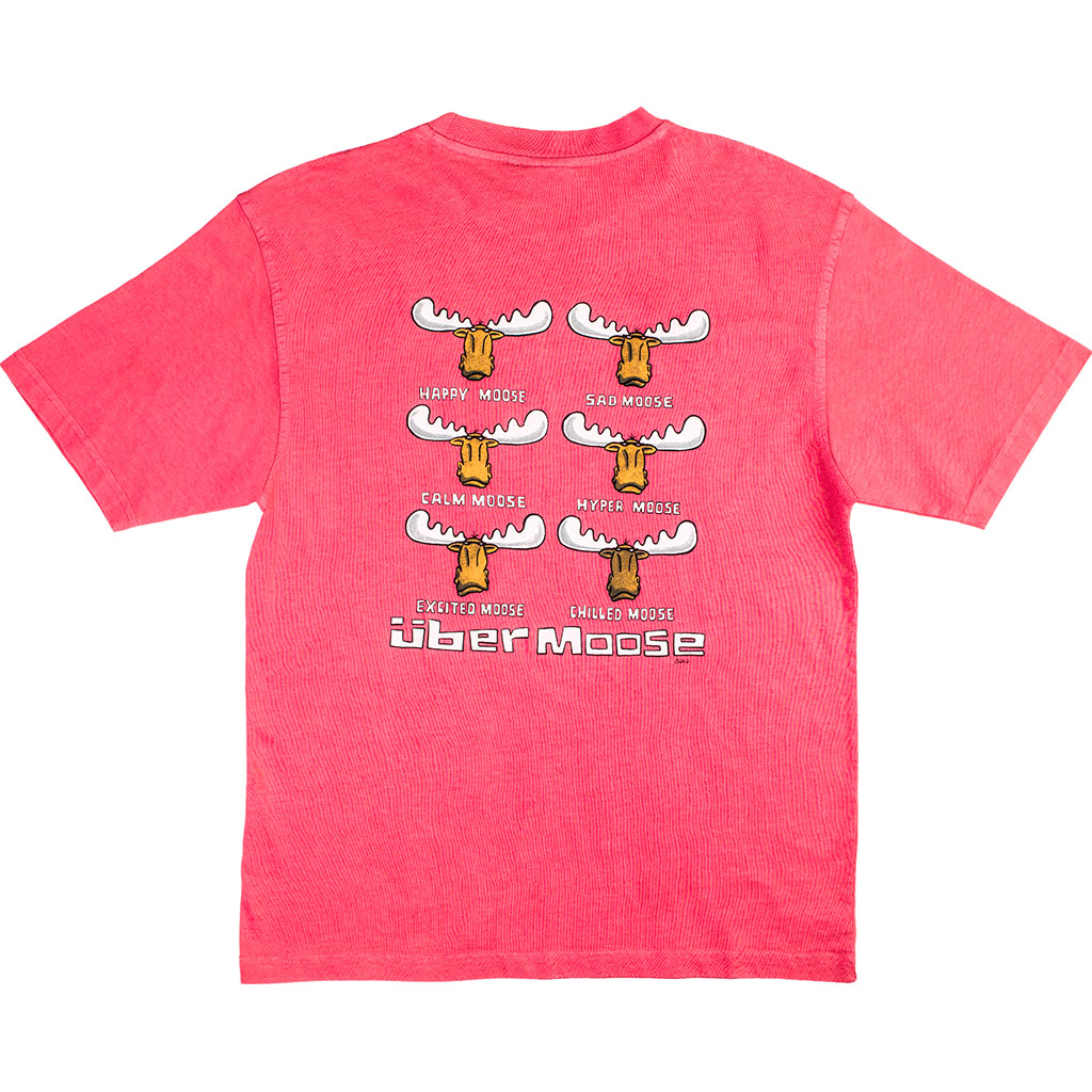 Happy Moose T-Shirt - Large Back Print - Pink