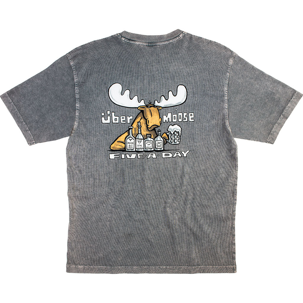 Five A Day T-Shirt - Large Back Print - Charcoal
