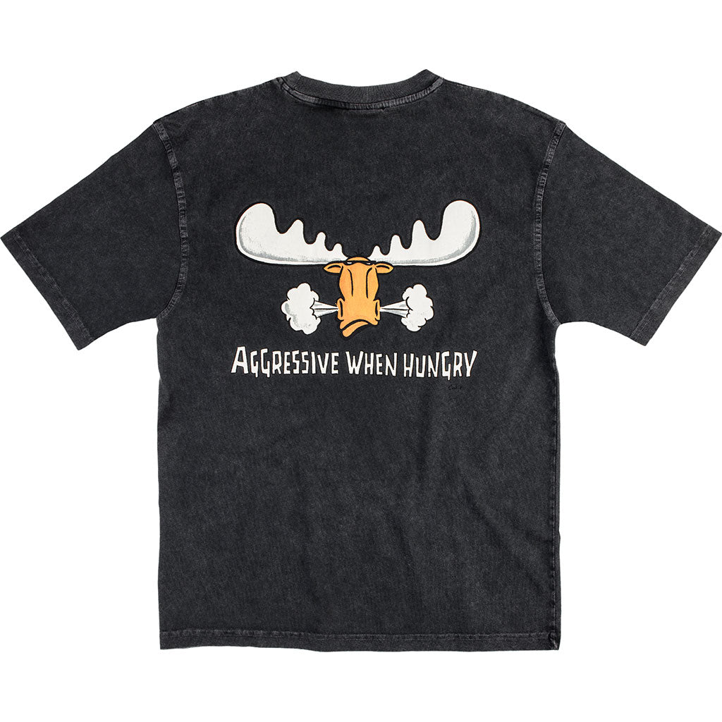Aggressive When Hungry T-Shirt - Large Back Print - Graphite
